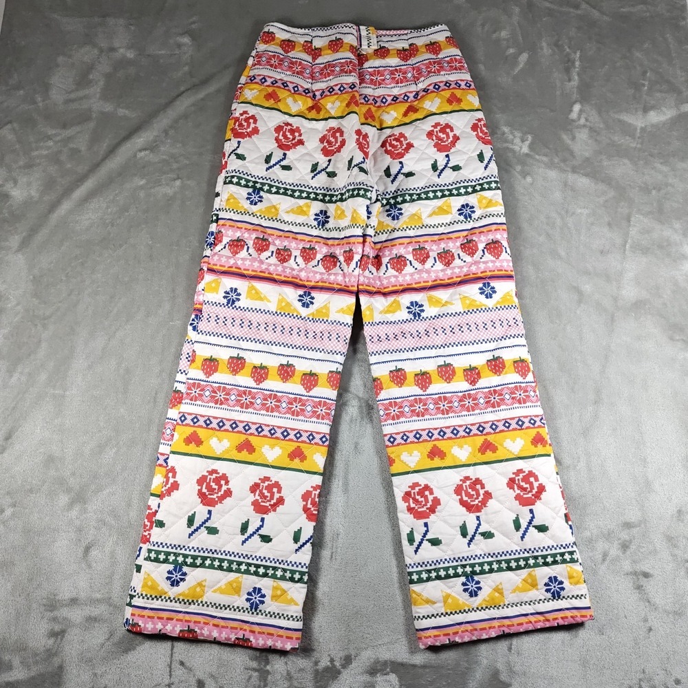 Leah Says Gah Pants Womens Small Quilted Floral Hearts Colorful Cotton Made USA